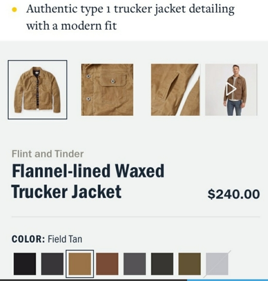 FLINT AND TINDER FLANNEL LINED WAXED TRUCKER JACKE - Picture 11 of 15